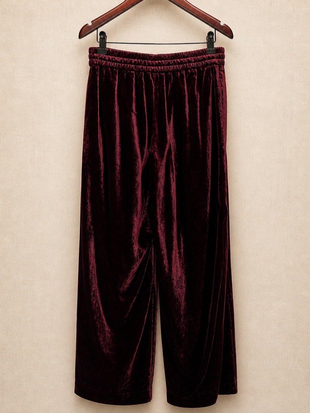 TALBOTS Velvet Wide Leg Pants Burgundy Pull-On Petite PS